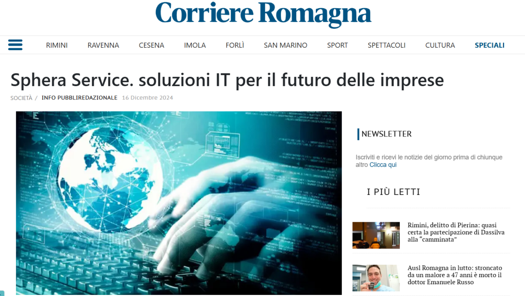 Sphera Service sul Corriere della Romagna 16 Dicembre 2024